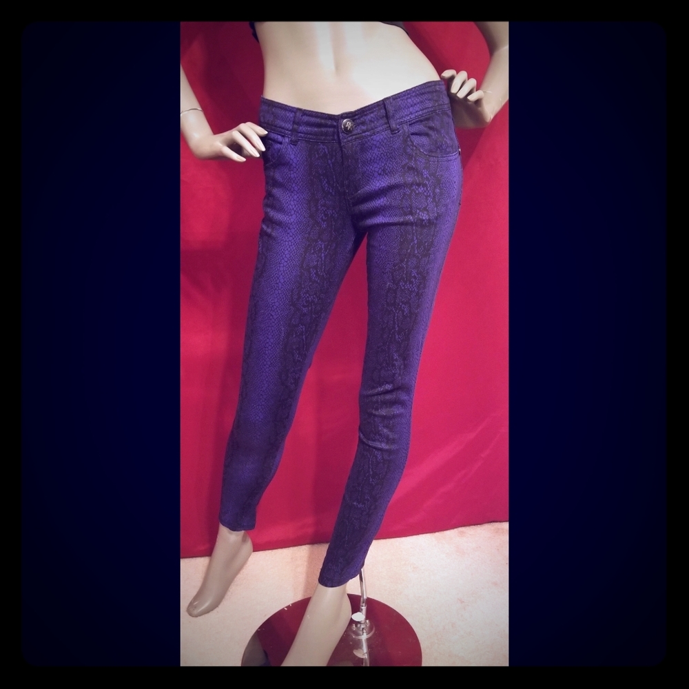 Purple Snake-skin Skinny Jeans
